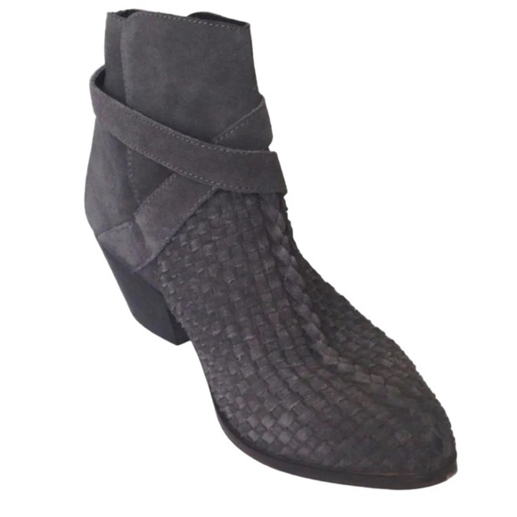 NIB $198 Free People Booties 8 Gray Yellowstone Western Hand Woven Leather 38 - Picture 10 of 16
